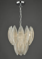 Maeve 6 Light Pendant Polished Chrome Textured Glass<br>Polished Chrome