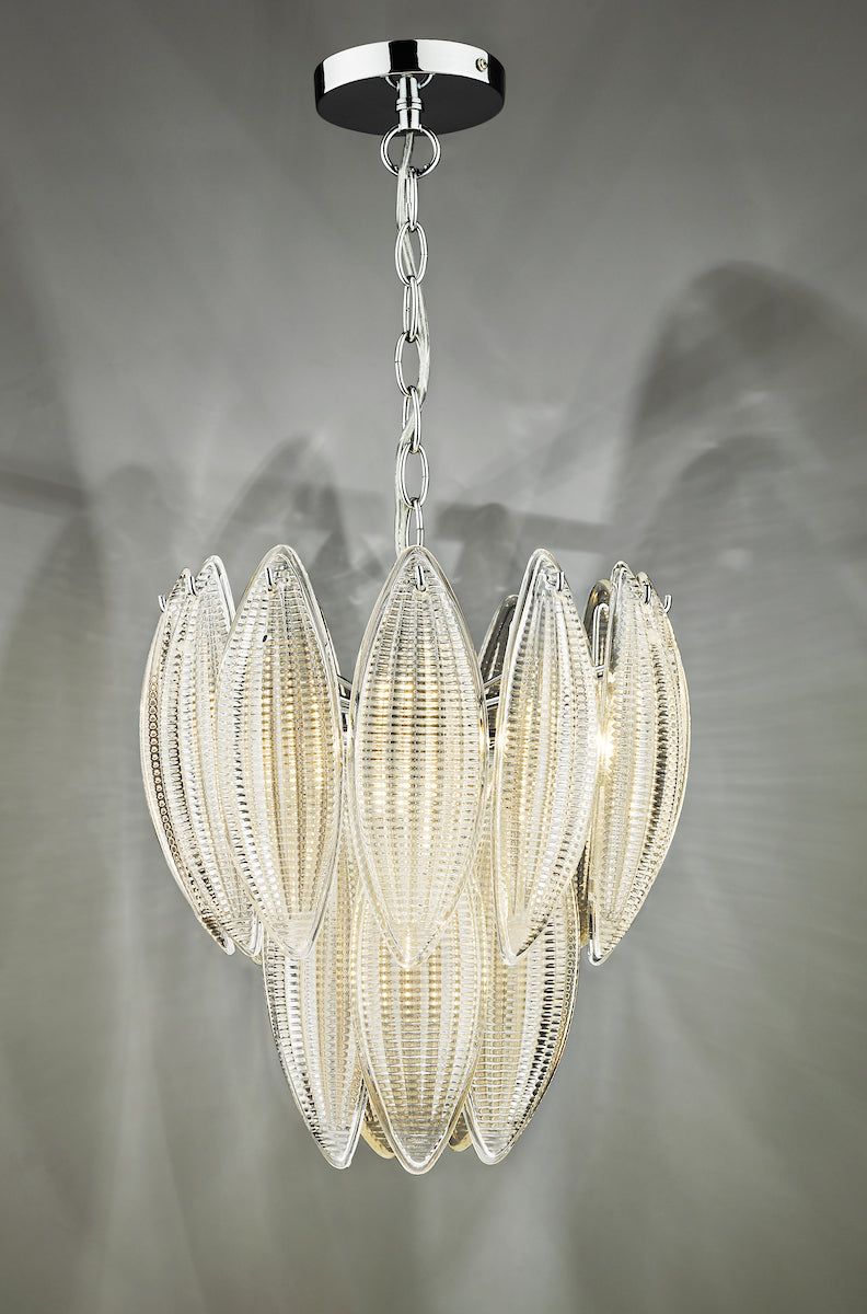 Maeve 6 Light Pendant Polished Chrome Textured Glass<br>Polished Chrome