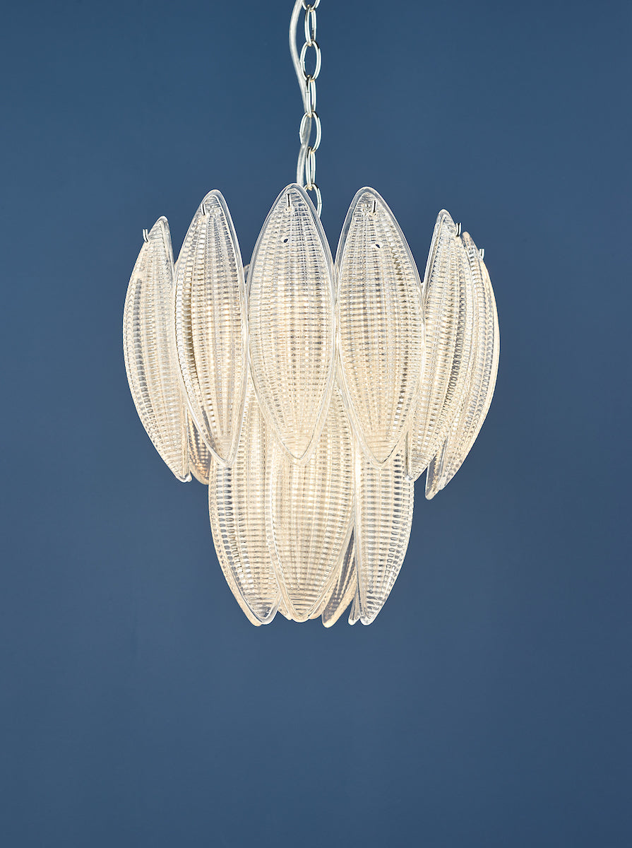 Maeve 6 Light Pendant Polished Chrome Textured Glass<br>Polished Chrome