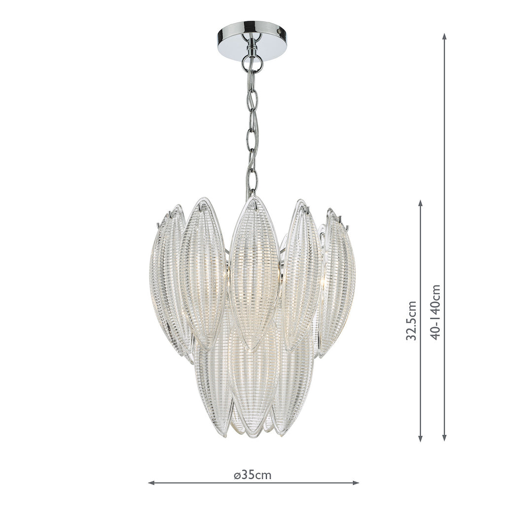 Maeve 6 Light Pendant Polished Chrome Textured Glass<br>Polished Chrome