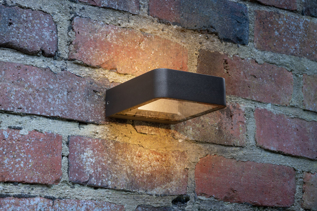 Malone Square Outdoor Wall Light Matt Grey Glass IP65 LED<br>Matt Grey