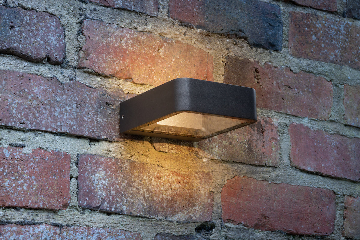 Malone Square Outdoor Wall Light Matt Grey Glass IP65 LED<br>Matt Grey