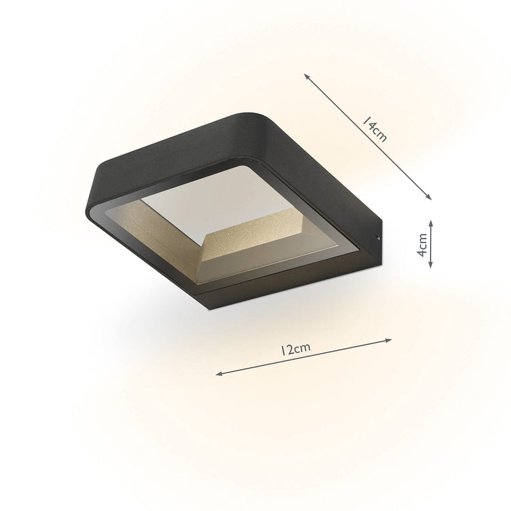 Malone Square Outdoor Wall Light Matt Grey Glass IP65 LED<br>Matt Grey
