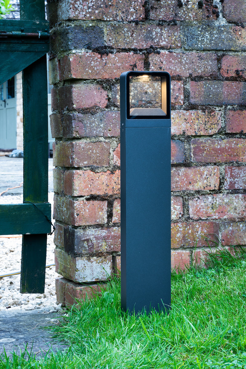 Malone Outdoor Post With Square Light Matt Grey IP65 LED<br>Matt Grey