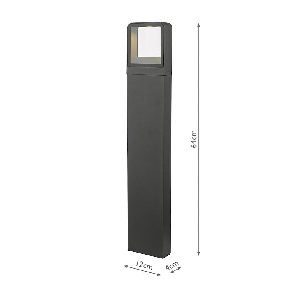 Malone Outdoor Post With Square Light Matt Grey IP65 LED<br>Matt Grey