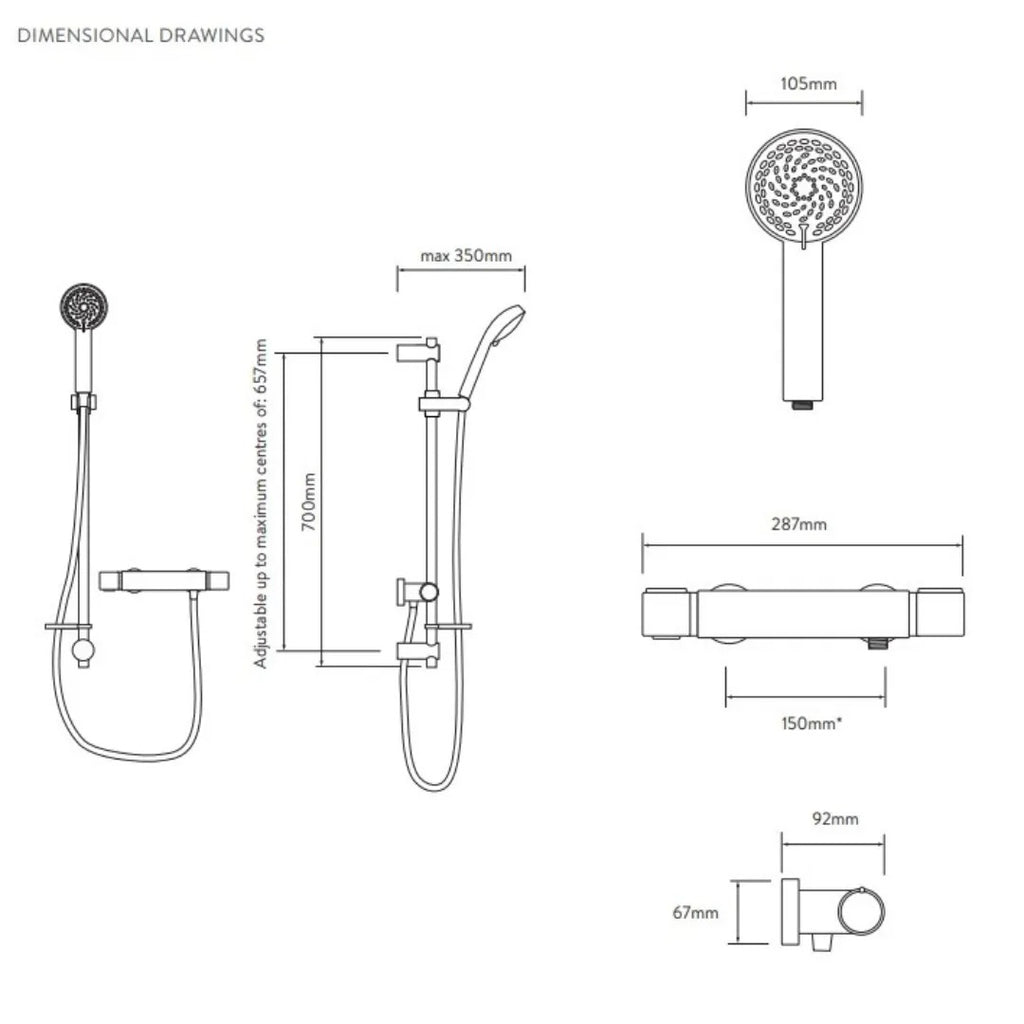 Aqualisa Midas 110 Mixer Shower bar - Chrome