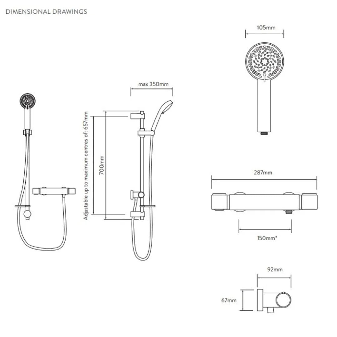 Aqualisa Midas 110 Mixer Shower bar - Chrome