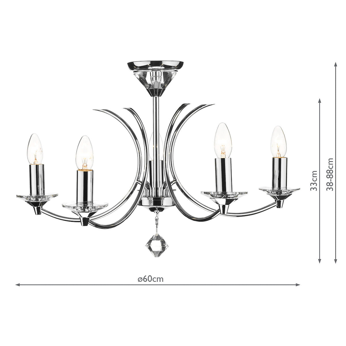 Medusa 5 Light Dual Mount Pendant K9 Crystal Polished Chrome<br>Polished Chrome