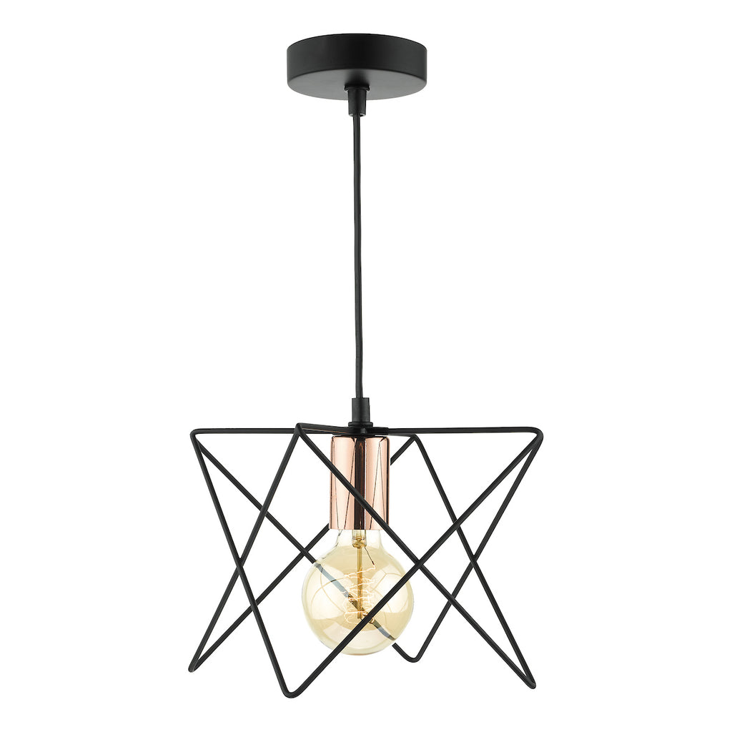 Midi Cage Pendant Matt Black & Bright Copper<br>Matt Black