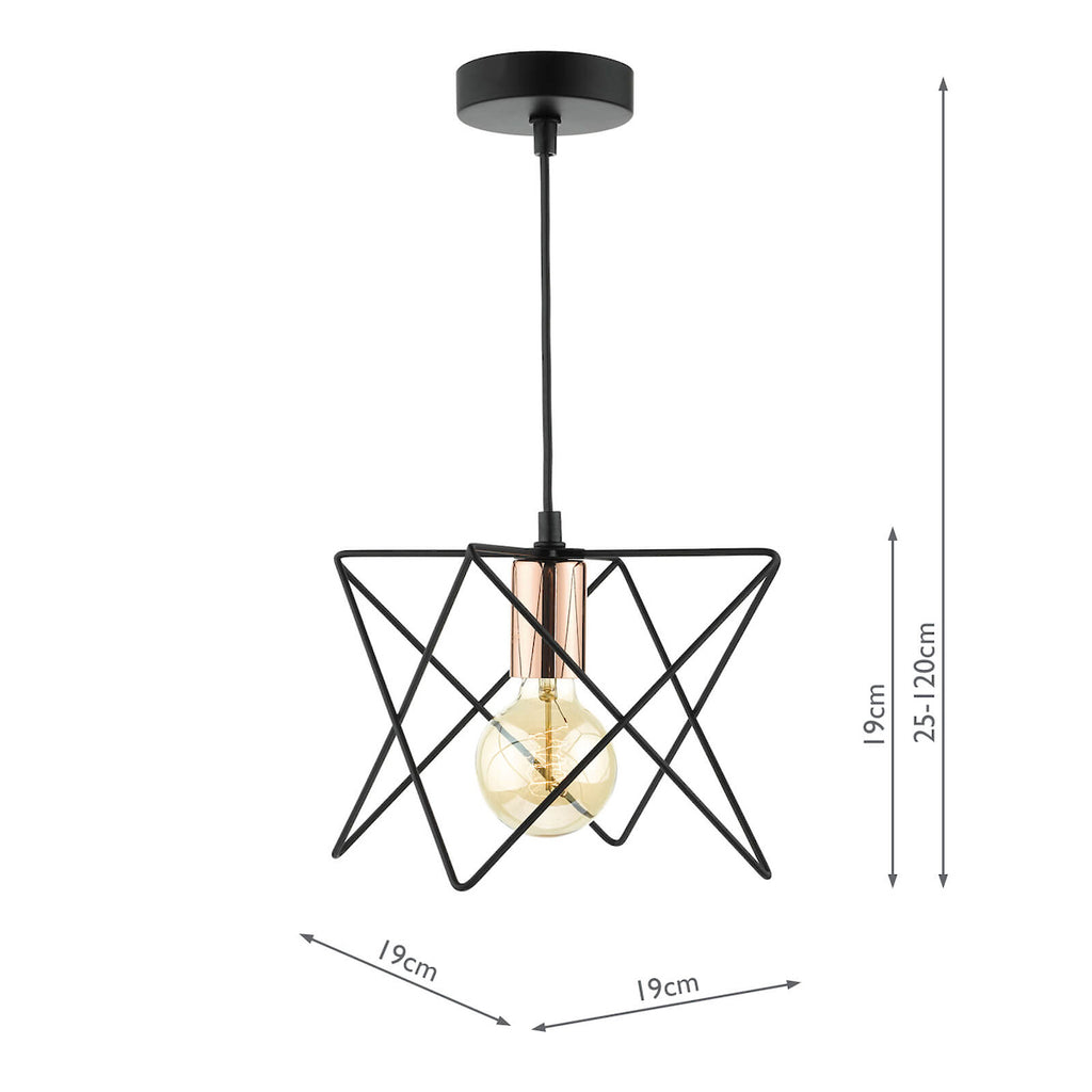 Midi Cage Pendant Matt Black & Bright Copper<br>Matt Black