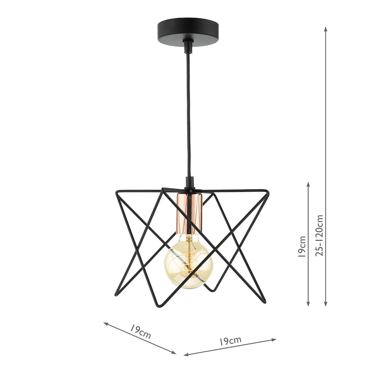 Midi Cage Pendant Matt Black & Bright Copper<br>Matt Black