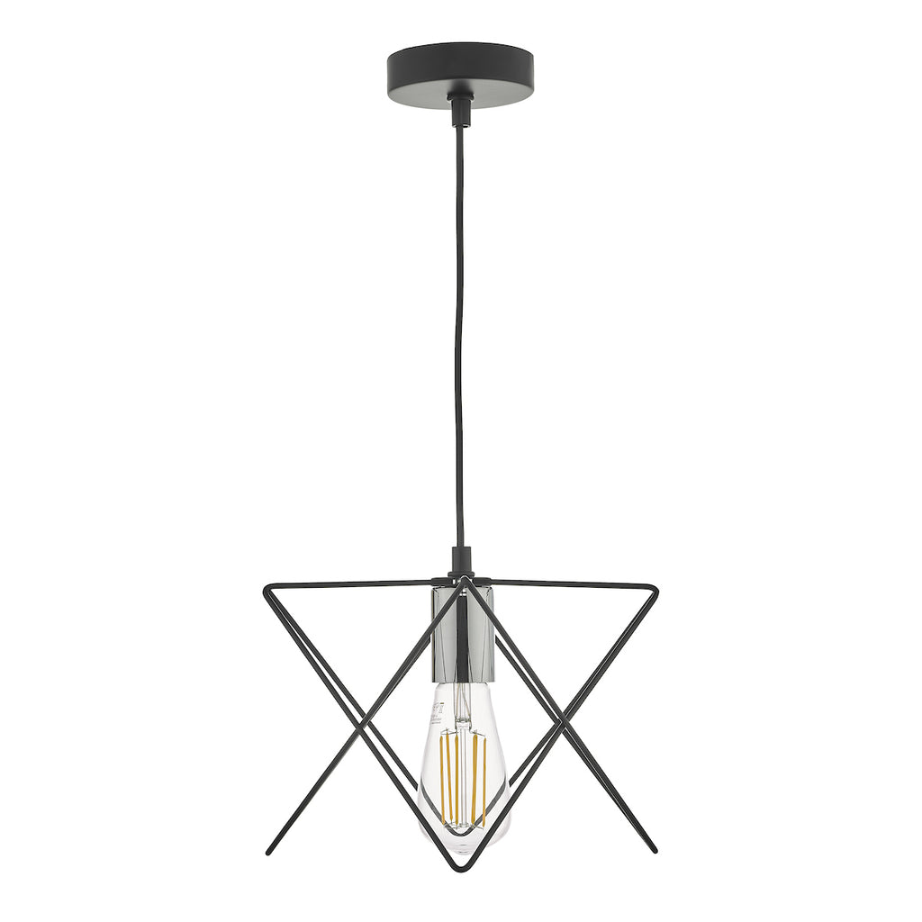 Midi 1 Light Pendant Black and Polished Chrome<br>Matt Black