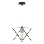Midi 1 Light Pendant Black and Polished Chrome<br>Matt Black