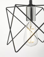 Midi 1 Light Pendant Black and Polished Chrome<br>Matt Black