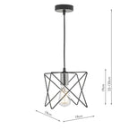 Midi 1 Light Pendant Black and Polished Chrome<br>Matt Black