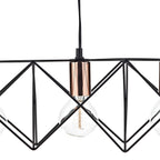 Midi 3 Light Bar Pendant Black & Bright Copper Detail<br>Matt Black