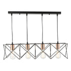 Midi 4 Light Bar Pendant Black & Copper Detail<br>Matt Black