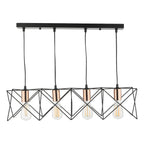 Midi 4 Light Bar Pendant Black & Copper Detail<br>Matt Black