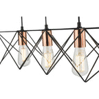Midi 4 Light Bar Pendant Black & Copper Detail<br>Matt Black