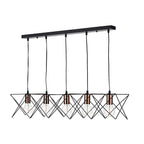 Midi Cage 5 Light Bar Pendant Matt Black Bright & Copper<br>Matt Black