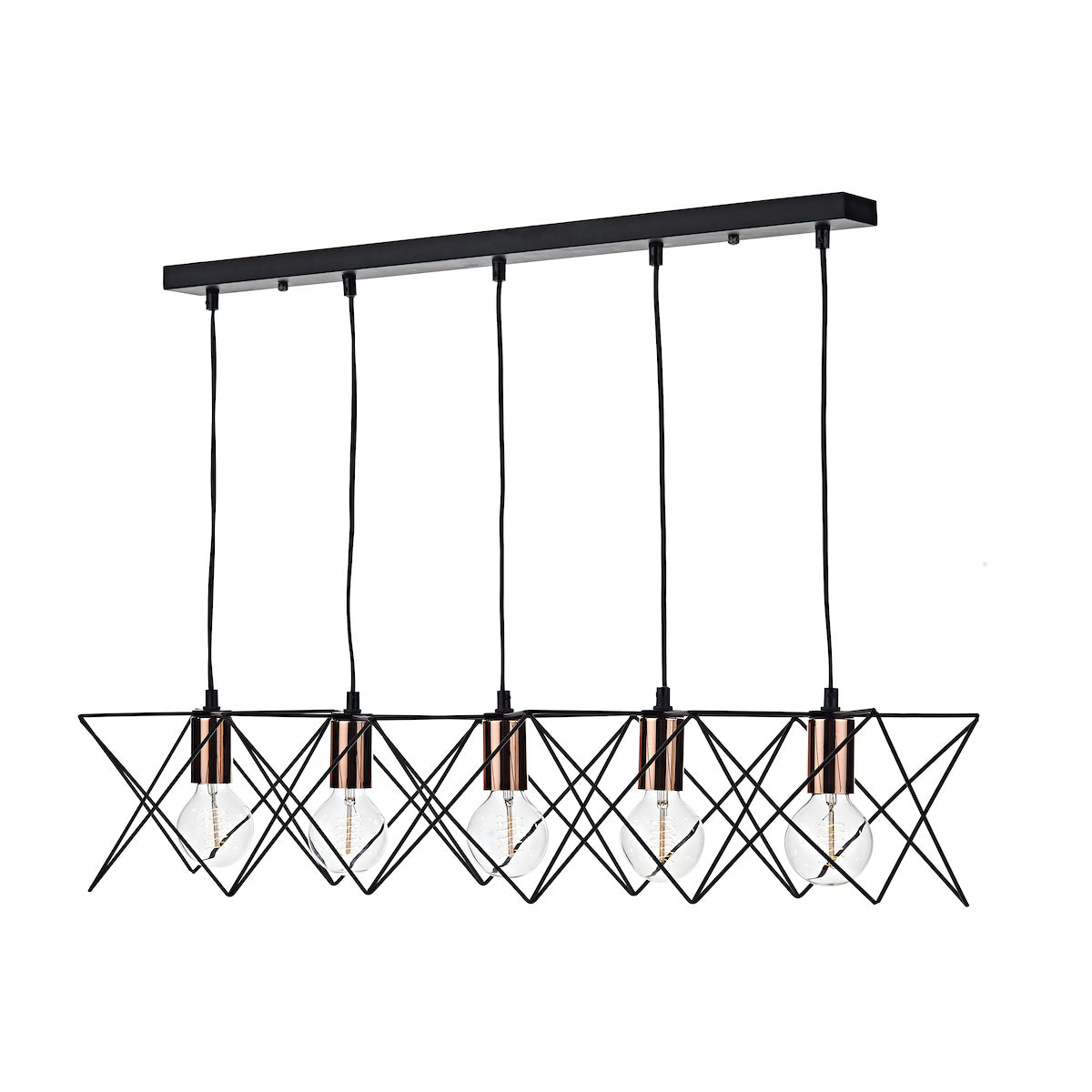 Midi Cage 5 Light Bar Pendant Matt Black Bright & Copper<br>Matt Black