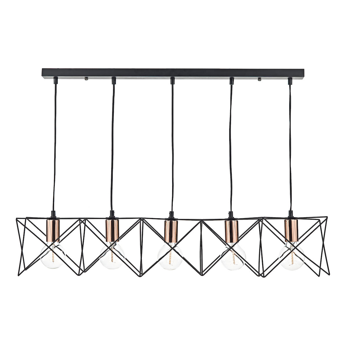 Midi Cage 5 Light Bar Pendant Matt Black Bright & Copper<br>Matt Black
