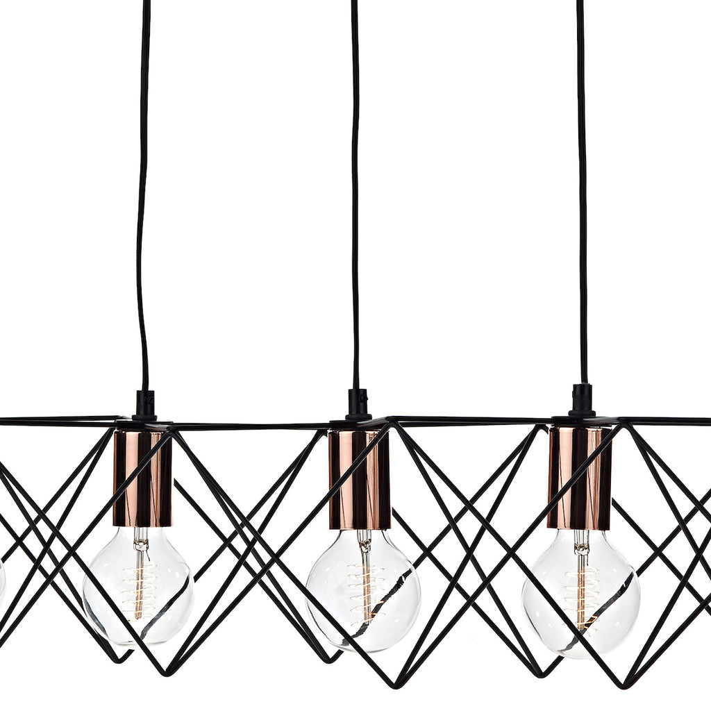 Midi Cage 5 Light Bar Pendant Matt Black Bright & Copper<br>Matt Black