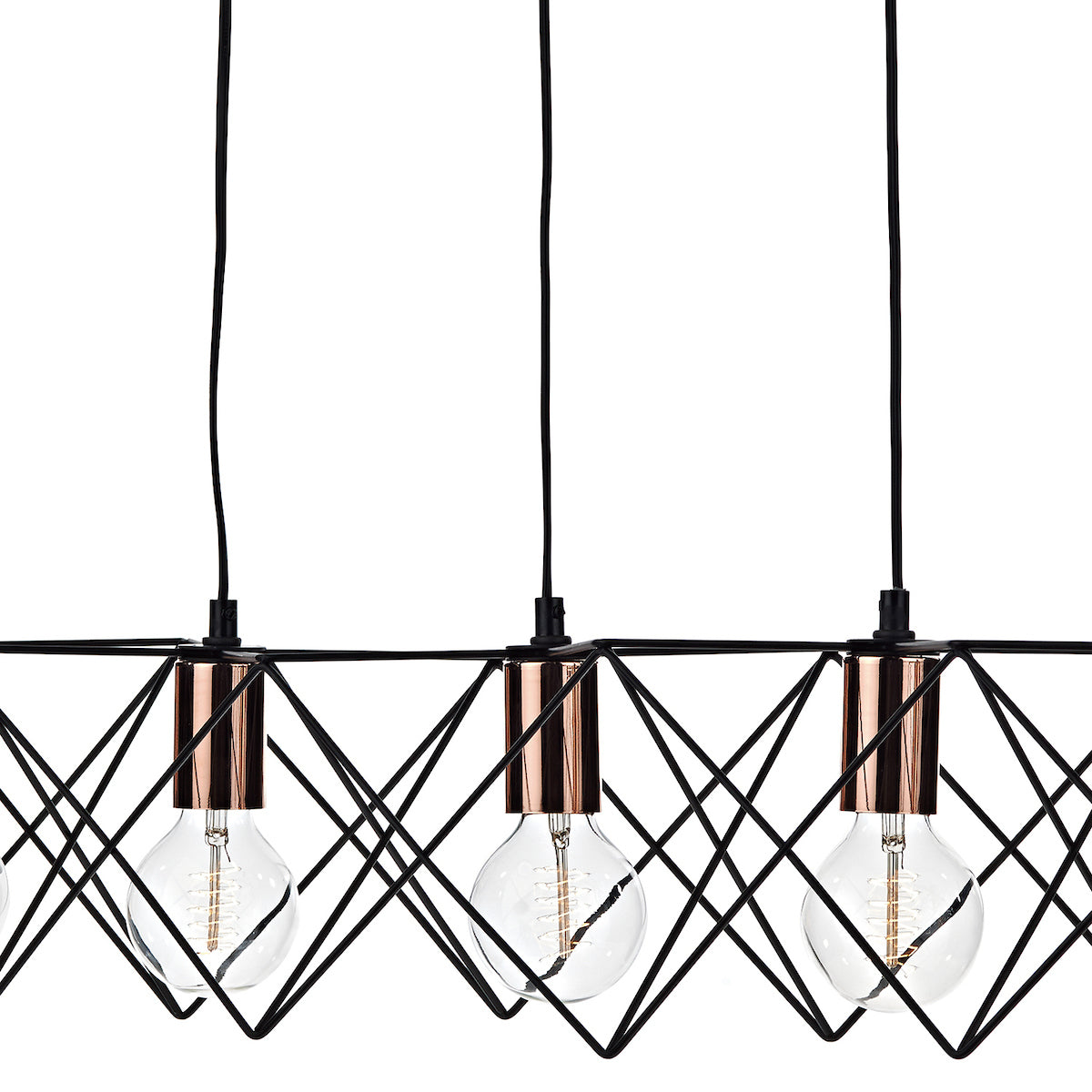 Midi Cage 5 Light Bar Pendant Matt Black Bright & Copper<br>Matt Black