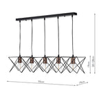 Midi Cage 5 Light Bar Pendant Matt Black Bright & Copper<br>Matt Black