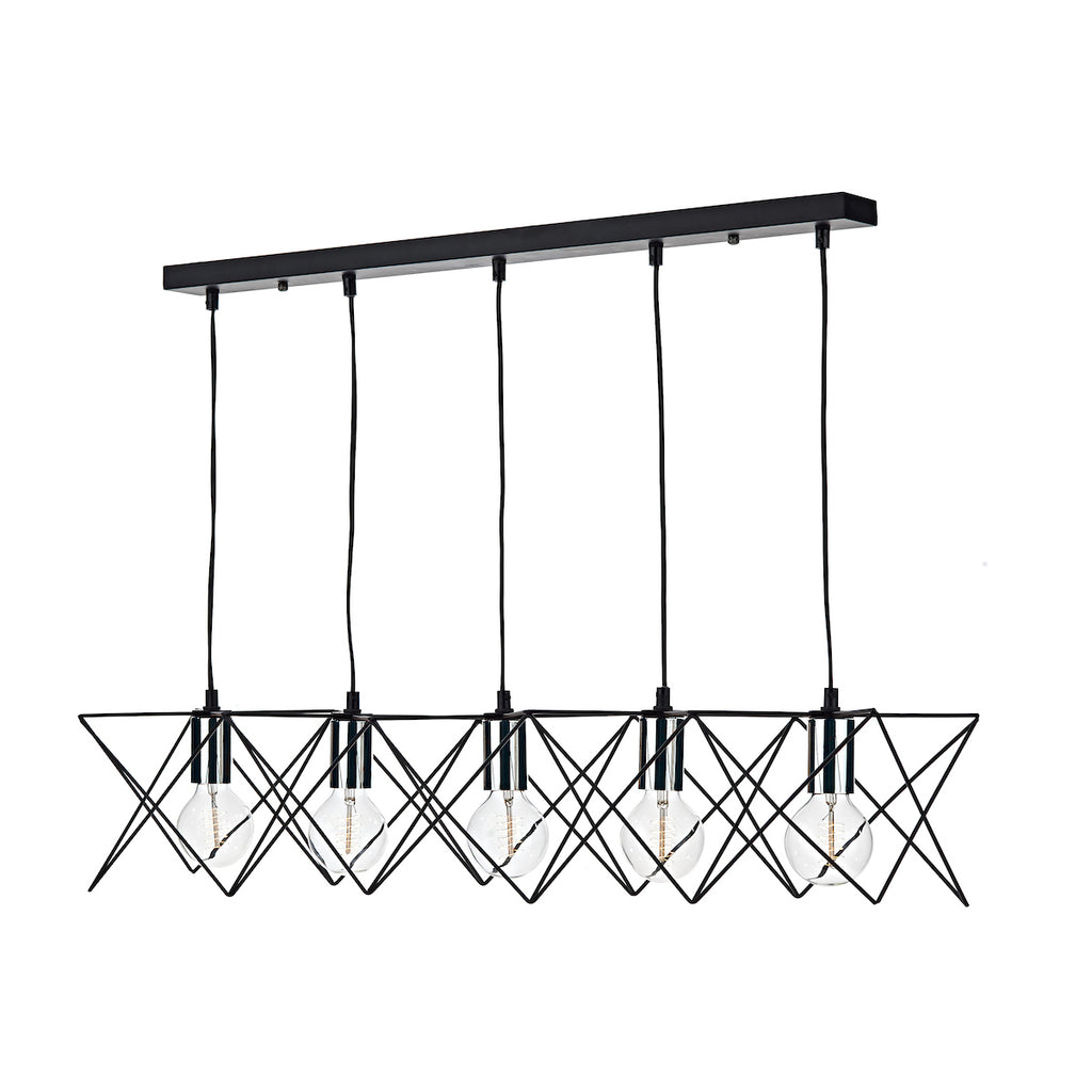 Midi 5lt Bar Pendant Black & Polished Chrome<br>Matt Black