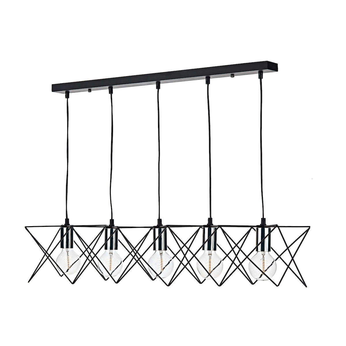 Midi 5lt Bar Pendant Black & Polished Chrome<br>Matt Black
