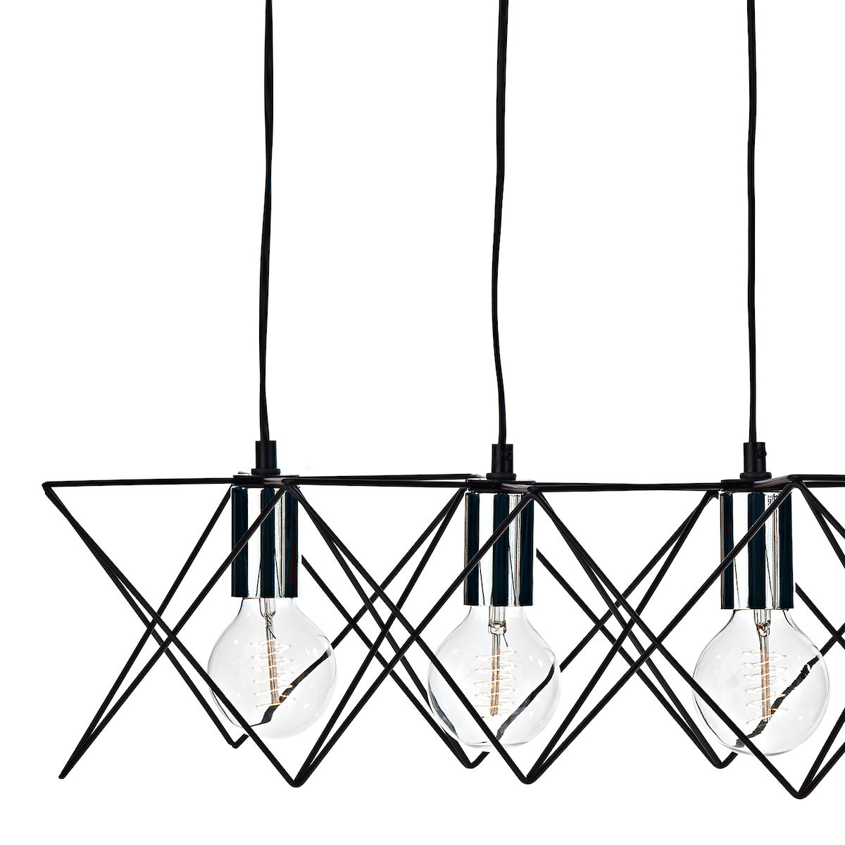 Midi 5lt Bar Pendant Black & Polished Chrome<br>Matt Black