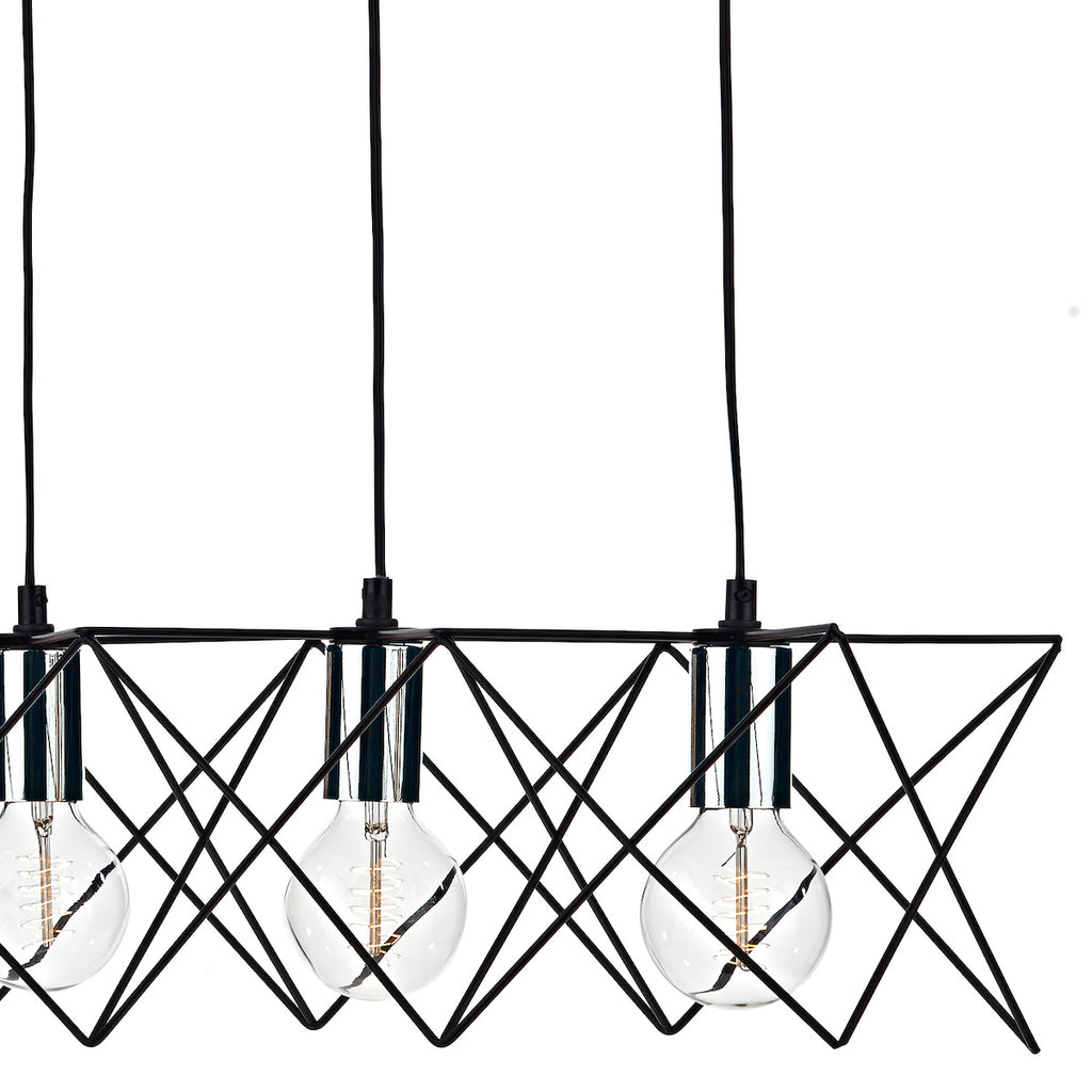 Midi 5lt Bar Pendant Black & Polished Chrome<br>Matt Black