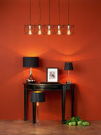 Midi 5lt Bar Pendant Black & Polished Chrome<br>Matt Black
