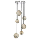Mikara 6 Light Cluster Pendant Marble Effect Glass &amp; Polished ChromeMarble Effect Glass