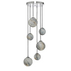 Mikara 6 Light Cluster Pendant Marble Effect Glass &amp; Polished ChromeMarble Effect Glass