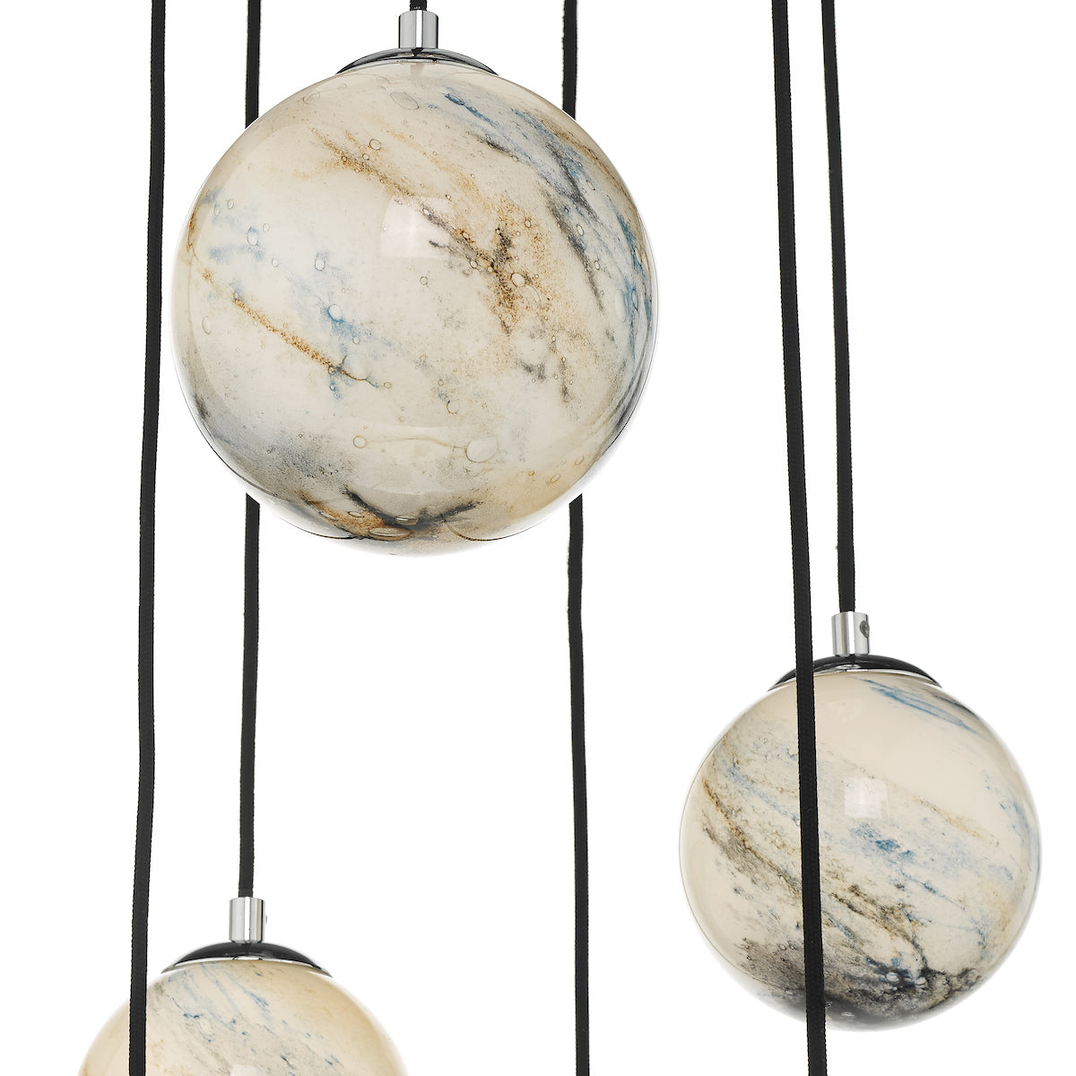 Mikara 6 Light Cluster Pendant Marble Effect Glass &amp; Polished ChromeMarble Effect Glass