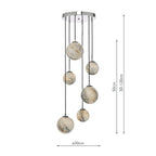 Mikara 6 Light Cluster Pendant Marble Effect Glass &amp; Polished ChromeMarble Effect Glass