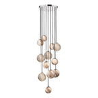 Mikara 12 Light Cluster Pendant Polished Chrome Glass 2.5M<br>Marble Effect Glass