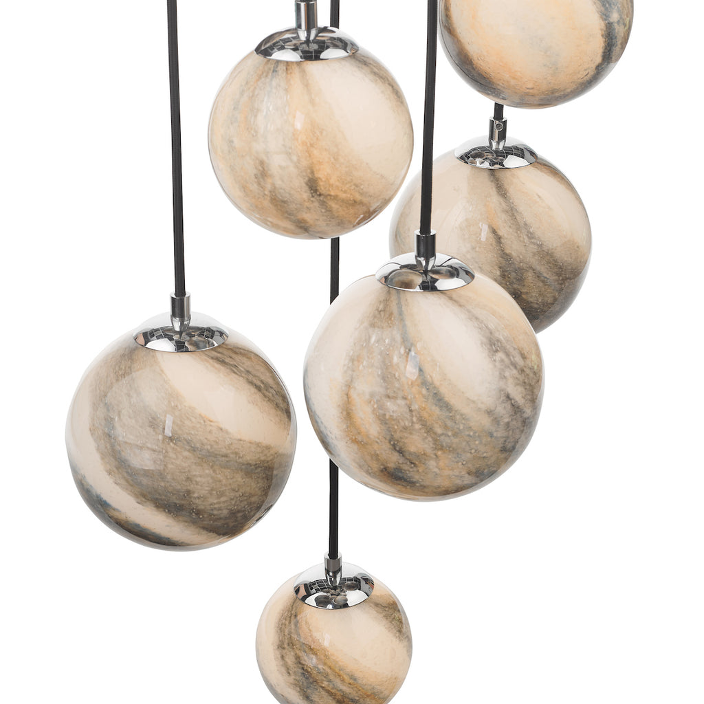 Mikara 12 Light Cluster Pendant Polished Chrome Glass 2.5M<br>Marble Effect Glass