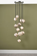 Mikara 12 Light Cluster Pendant Polished Chrome Glass 2.5M<br>Marble Effect Glass