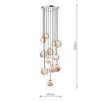 Mikara 12 Light Cluster Pendant Polished Chrome Glass 2.5M<br>Marble Effect Glass