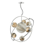 Mikara 7 Light Pendant Polished Chrome Glass<br>Marble Effect Glass