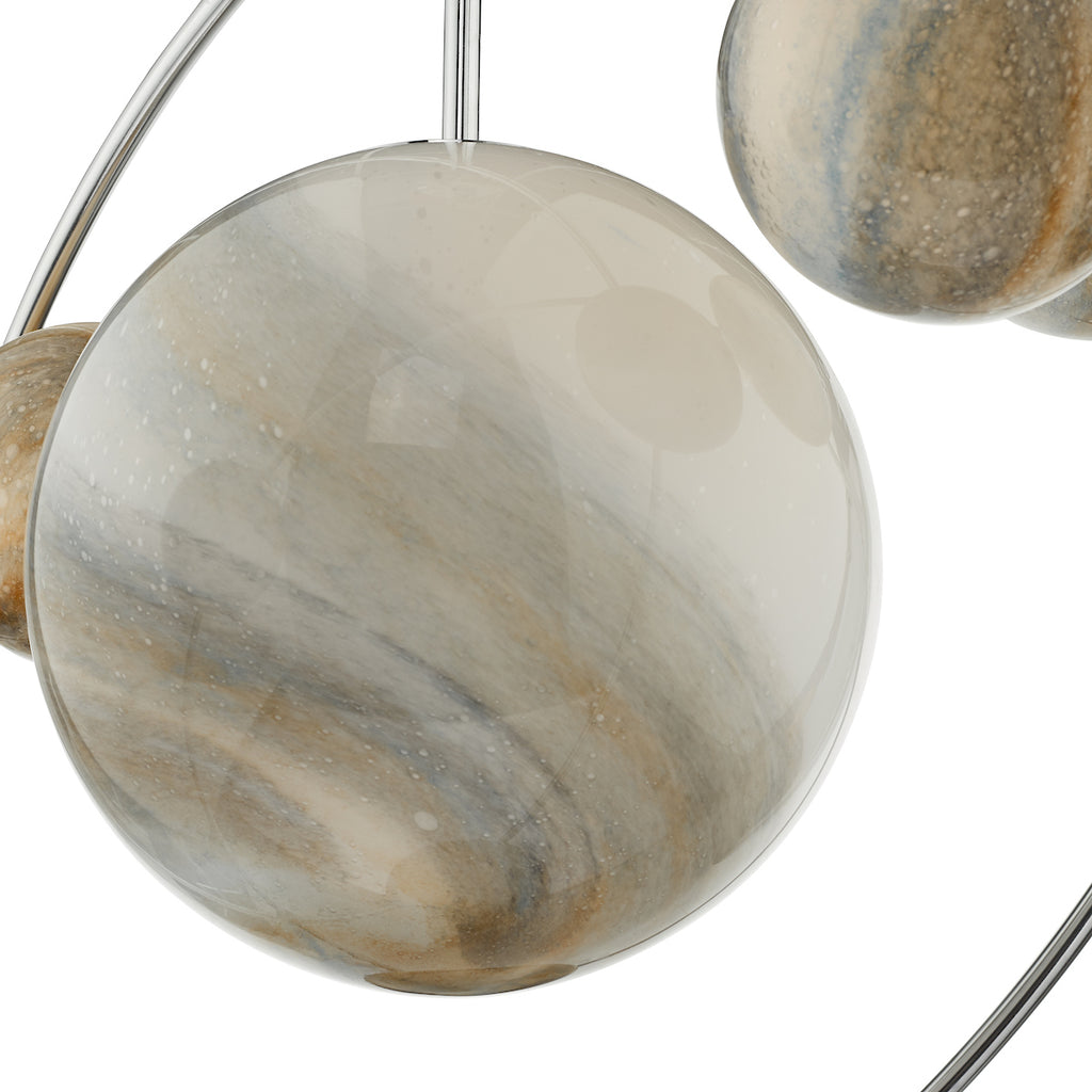 Mikara 7 Light Pendant Polished Chrome Glass<br>Marble Effect Glass