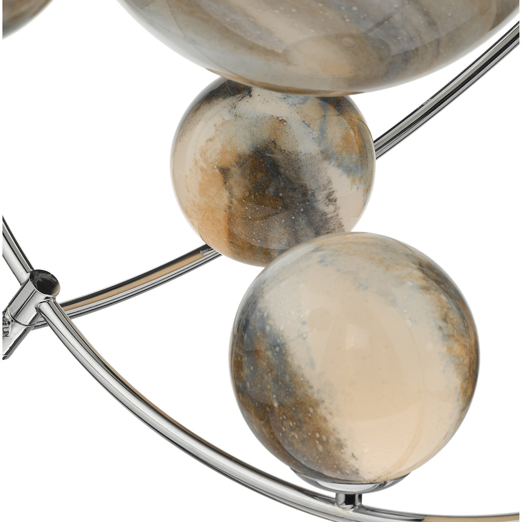 Mikara 7 Light Pendant Polished Chrome Glass<br>Marble Effect Glass