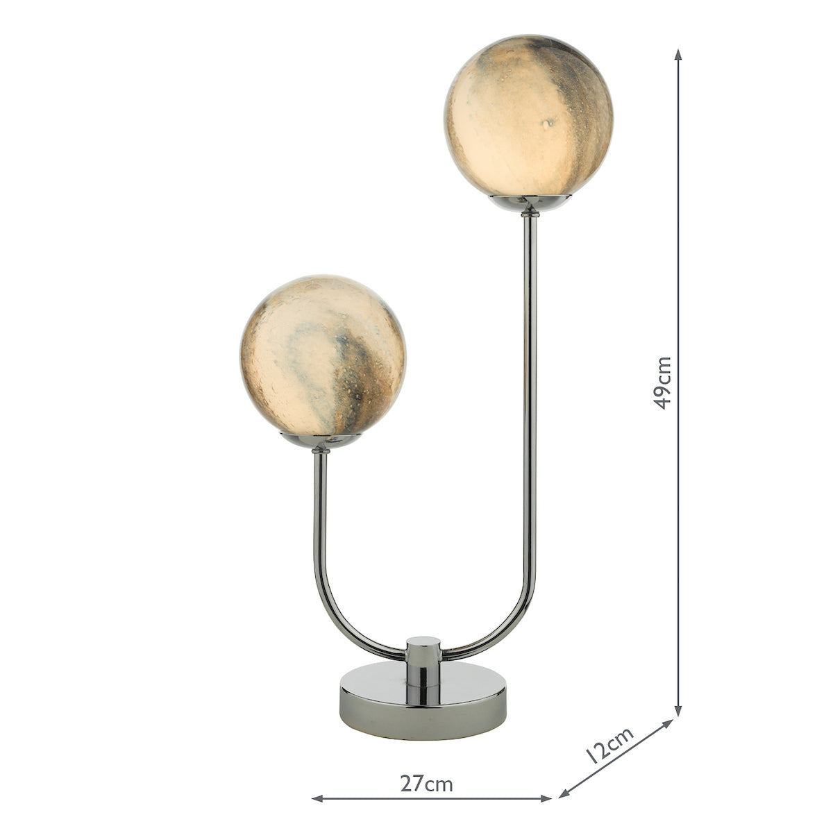 Mikara 2 Light Table Lamp Polished Chrome Planet Glass<br>Polished Chrome