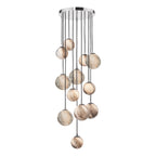 Mikara 12 Light Cluster Pendant Polished Chrome Glass 1.5M<br>Marble Effect Glass