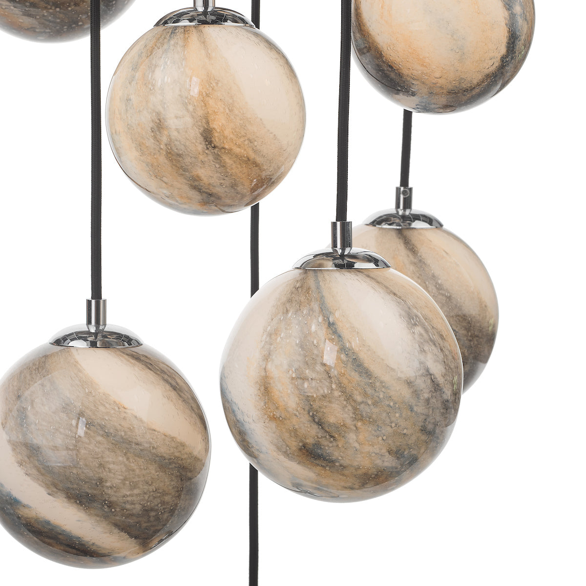 Mikara 12 Light Cluster Pendant Polished Chrome Glass 1.5M<br>Marble Effect Glass