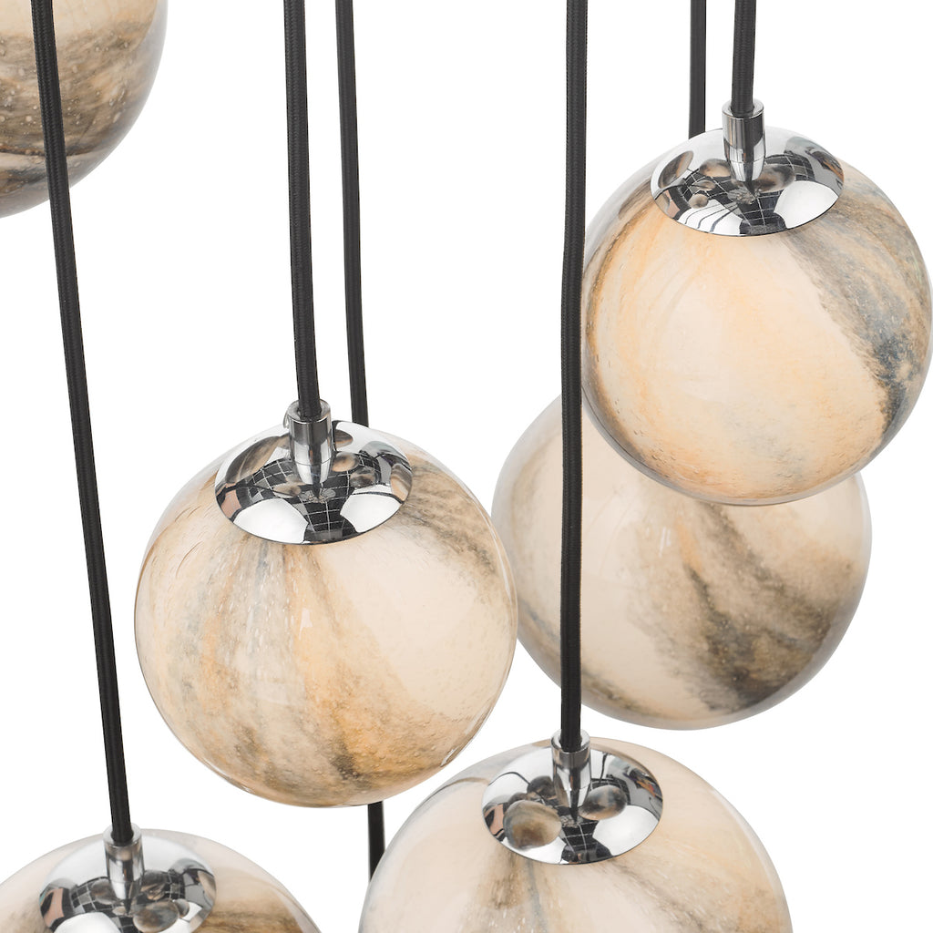 Mikara 12 Light Cluster Pendant Polished Chrome Glass 1.5M<br>Marble Effect Glass