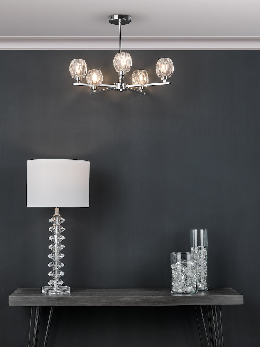 Mina Table Lamp Polished Chrome & Crystal With Shade <br>Crystal